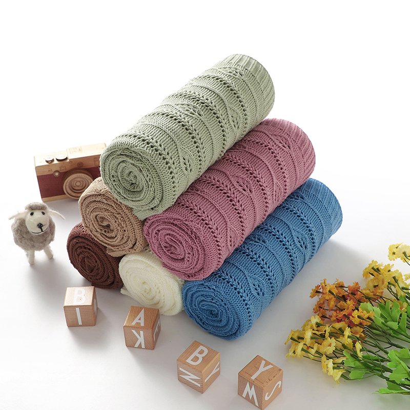 High Quality Baby Knitted Blanket Hollow Out Mimixiong