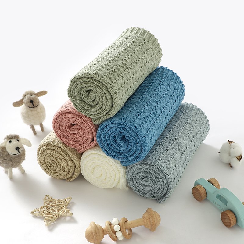 Baby Knitted Embroidery Swaddle Wrap Boutique Blankets Mimixiong