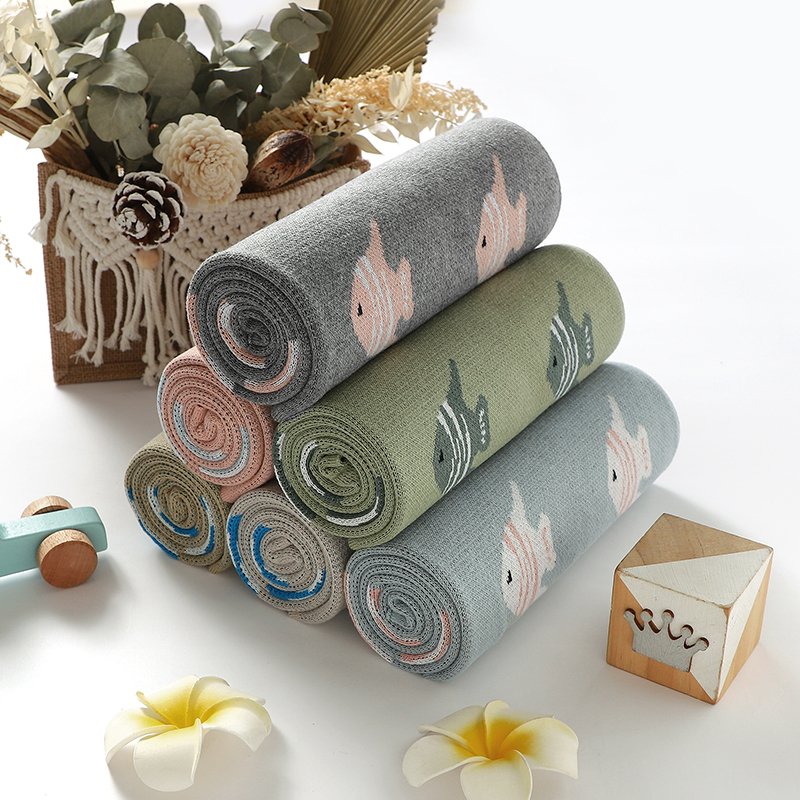 Fish Patterned Knitted Soft Cute Baby Blankets Mimixiong