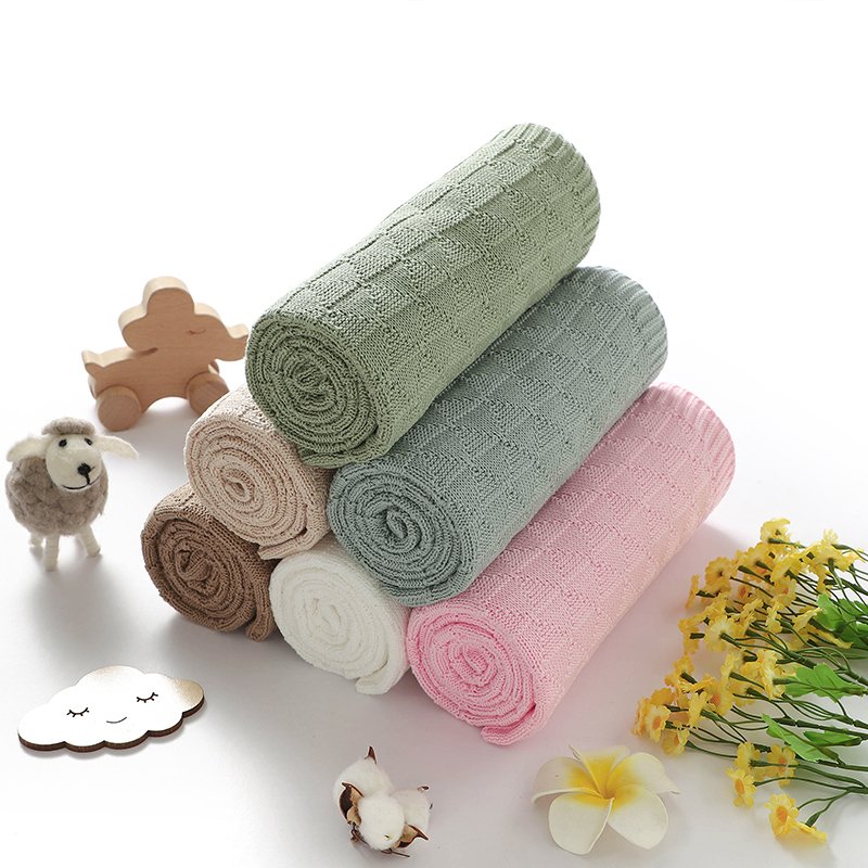 Cotton Solid Color Hollow Out Baby Swaddle Blanket Mimixiong