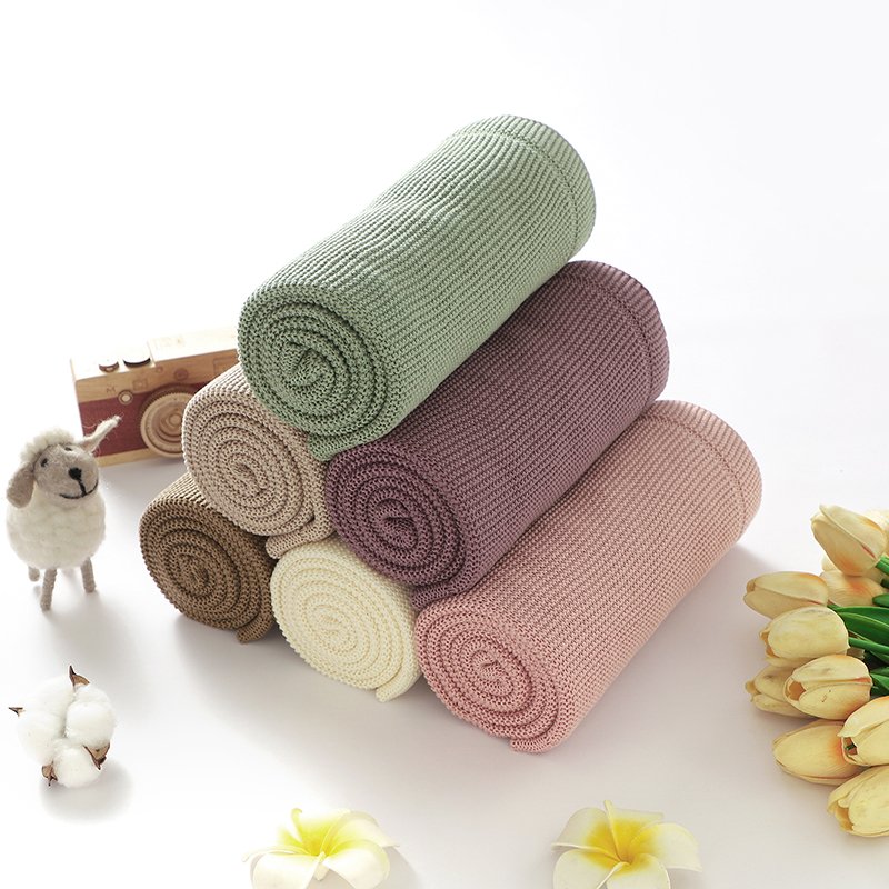 Manufacture Solid  Knitted 100% Cotton Baby Blankets Mimixiong
