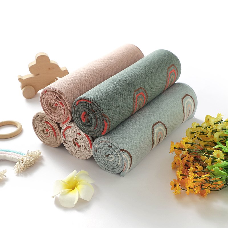 Rainbow Pattern Baby Swaddle Knitted Cotton Blankets Mimixiong