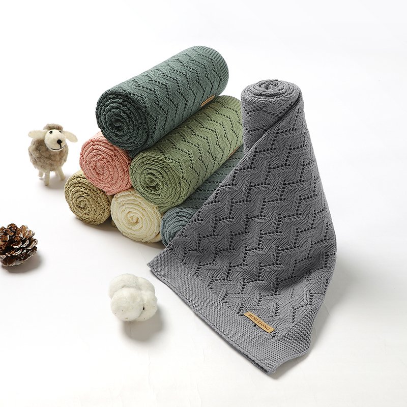 Throw Bedding Cotton Swaddle Crochet Baby Blanket Mimixiong