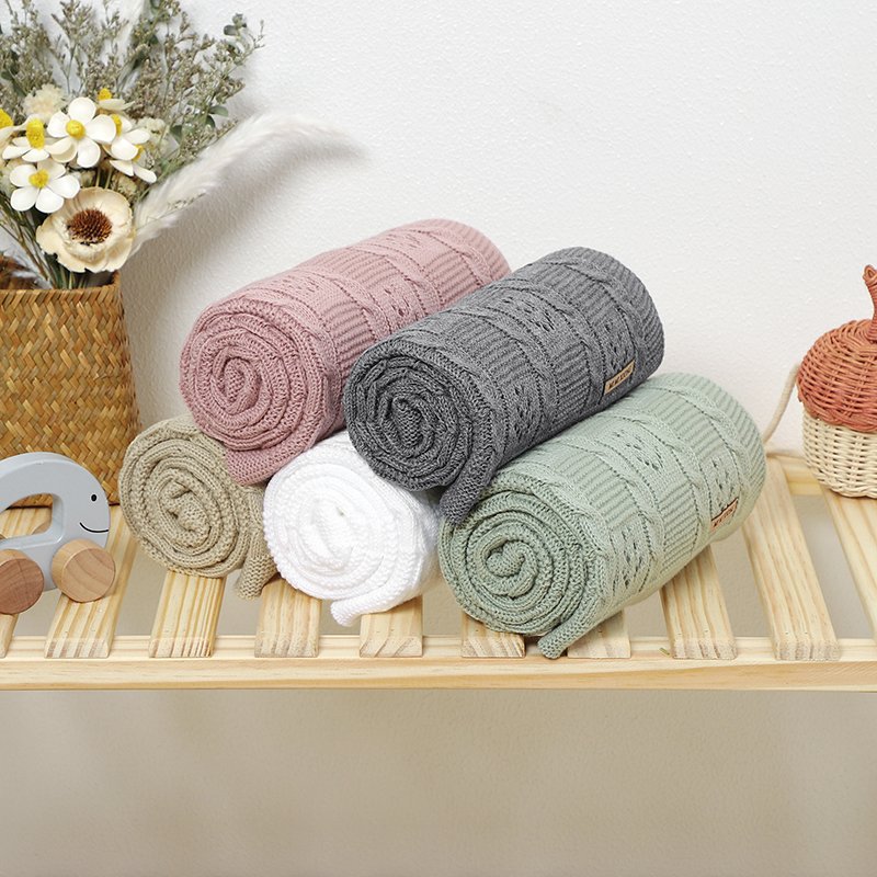 Hot Solid Color Knitted Baby Blanket Mimixiong