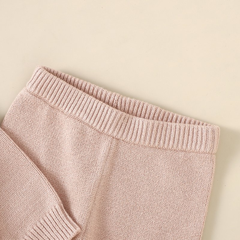 Soft Knitted Flower Pattern Baby Sweater & Pant Set Mimixiong