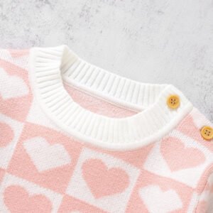 New Design Heart Pattern Baby Winter Set Pink Suit Mimixiong