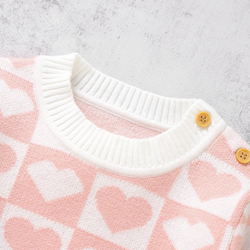 New Design Heart Pattern Baby Winter Set Pink Suit Mimixiong