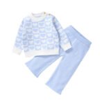 Love Heart Knitted Baby Sweater & Flared Pant Set Baby Clothing Mimixiong