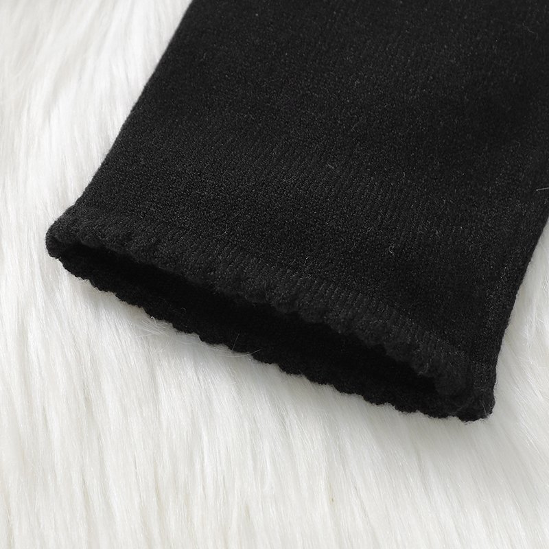 Two-Piece Baby Knitted Sweater & Pant Set Black White Design Mimixiong