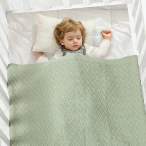 Hot Sale100% Cotton Solid Color Baby Knitted Blanket Mimixiong