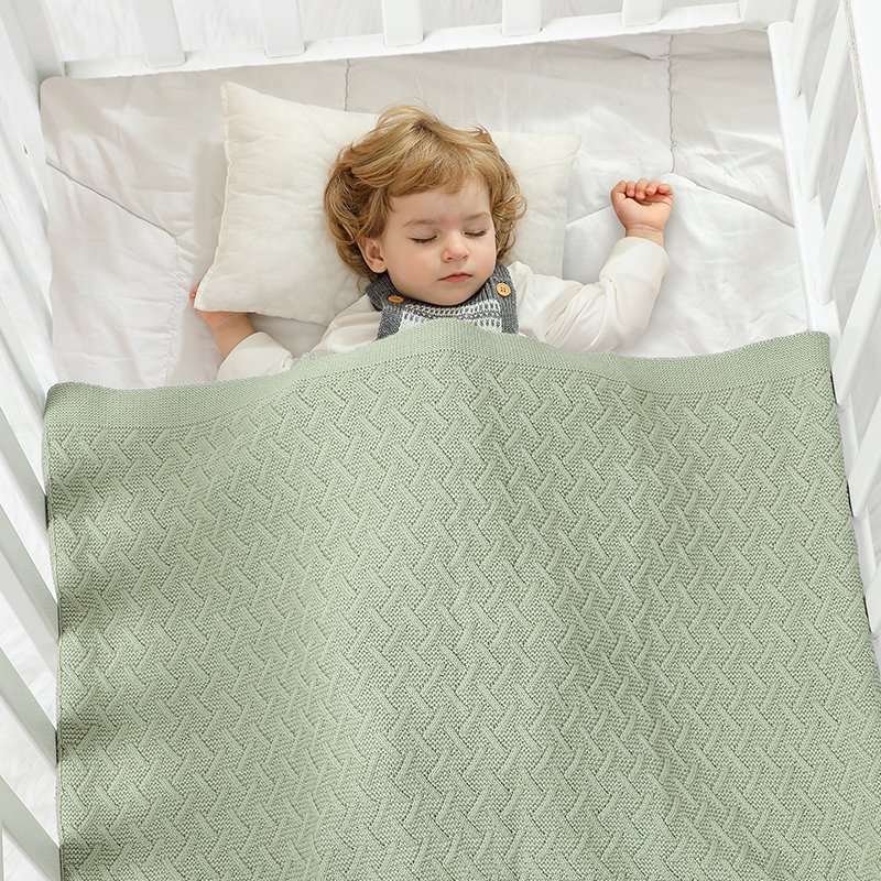 Hot Sale100% Cotton Solid Color Baby Knitted Blanket Mimixiong