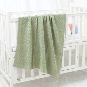 Hot Sale100% Cotton Solid Color Baby Knitted Blanket Mimixiong