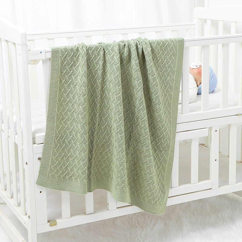 Hot Sale100% Cotton Solid Color Baby Knitted Blanket Mimixiong