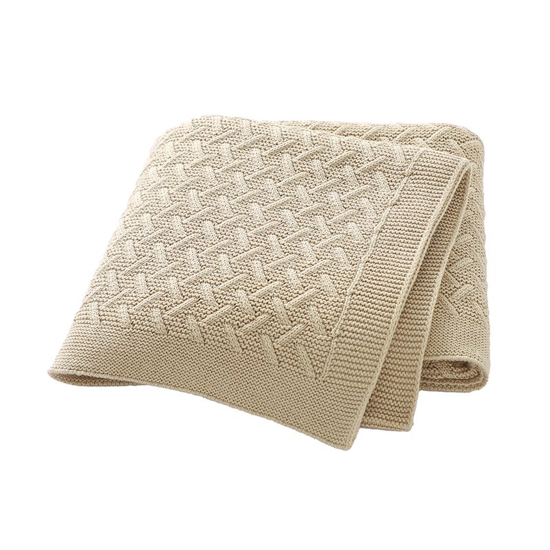 Hot Sale100% Cotton Solid Color Baby Knitted Blanket Mimixiong