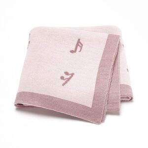 Knitted Musical Note Patterned  Baby Blankets Mimixiong
