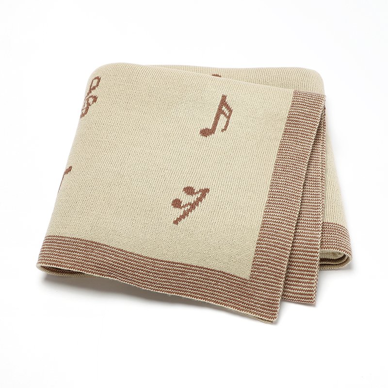 Knitted Musical Note Patterned  Baby Blankets Mimixiong