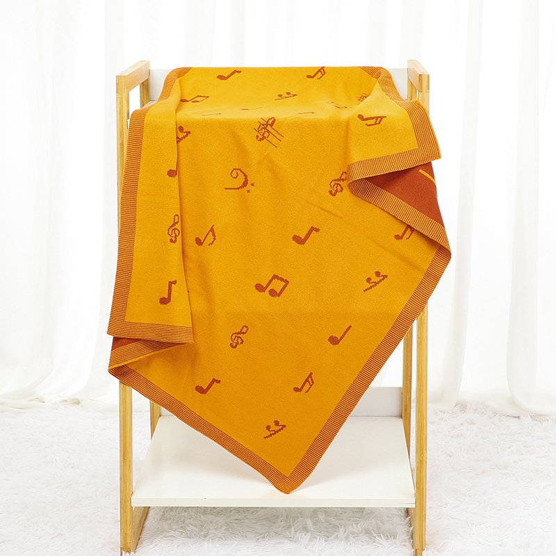 Knitted Musical Note Patterned  Baby Blankets Mimixiong