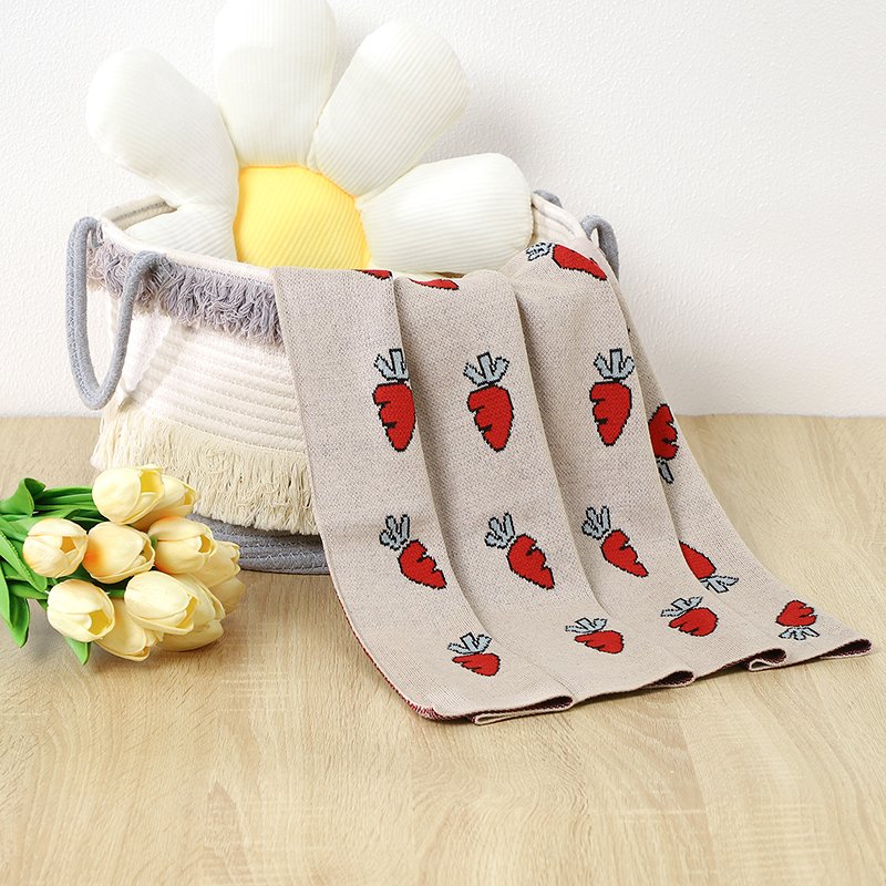 Jacquard Carrot Baby Cotton  Blanket Wraps Mimixiong