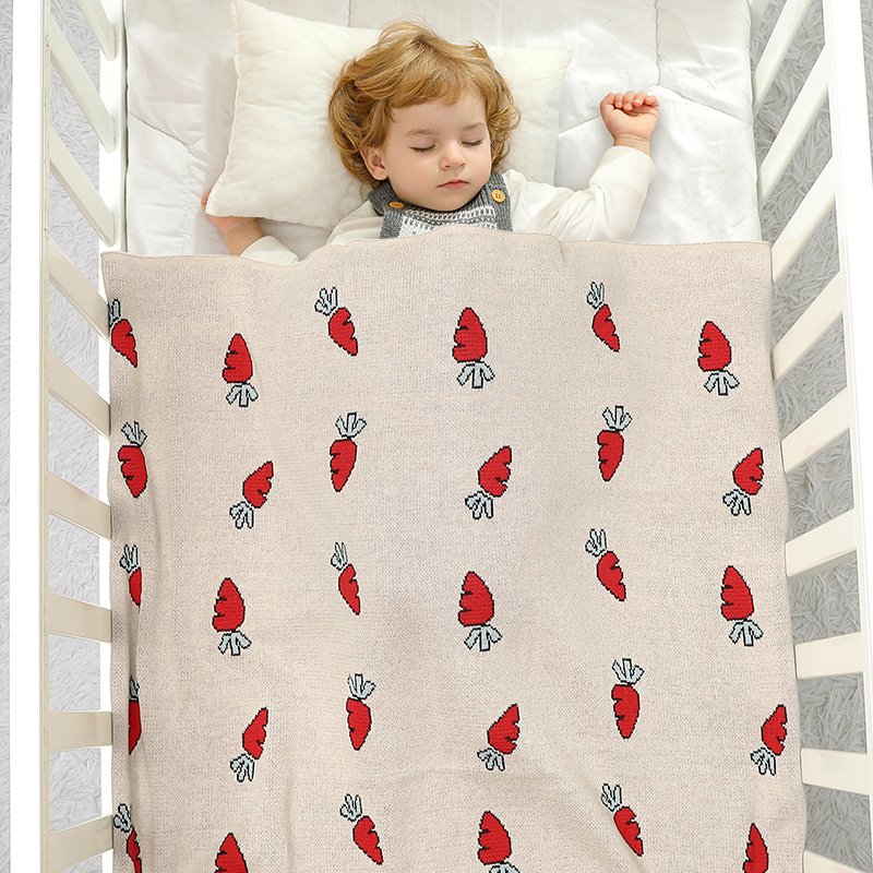 Jacquard Carrot Baby Cotton  Blanket Wraps Mimixiong