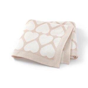 Heart Pattern Jacquard Baby Blanket for Newborns Mimixiong