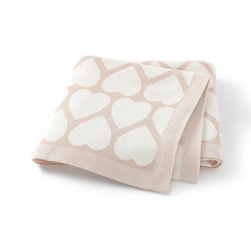 Heart Pattern Jacquard Baby Blanket for Newborns Mimixiong