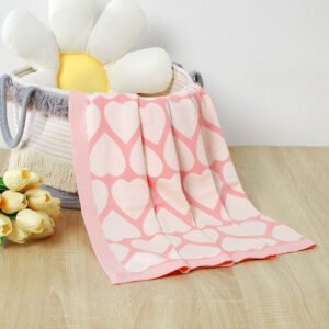 Heart Pattern Jacquard Baby Blanket for Newborns Mimixiong