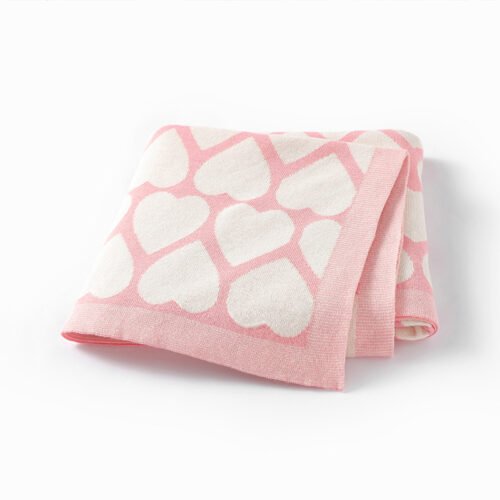 Heart Pattern Jacquard Baby Blanket for Newborns Mimixiong