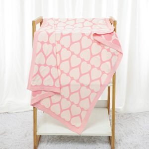 Heart Pattern Jacquard Baby Blanket for Newborns Mimixiong