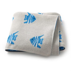 Fish Patterned Knitted Soft Cute Baby Blankets Mimixiong