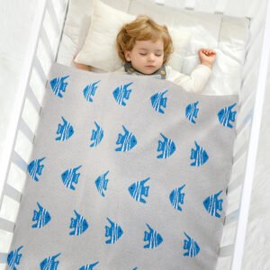 Fish Patterned Knitted Soft Cute Baby Blankets Mimixiong