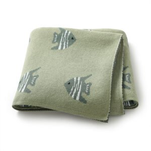Fish Patterned Knitted Soft Cute Baby Blankets Mimixiong