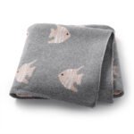 Fish Patterned Knitted Soft Cute Baby Blankets Mimixiong