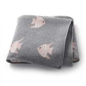 Fish Patterned Knitted Soft Cute Baby Blankets Mimixiong
