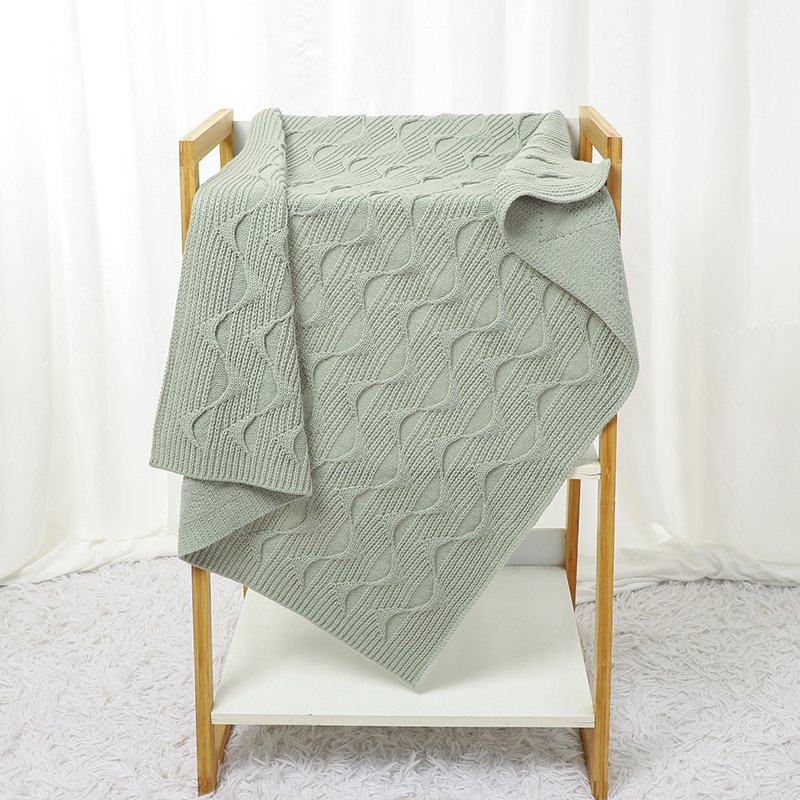 Knit Stroller Solid Yarn Swaddle Towel Blanket Mimixiong