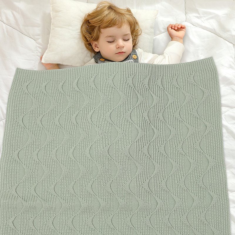Knit Stroller Solid Yarn Swaddle Towel Blanket Mimixiong