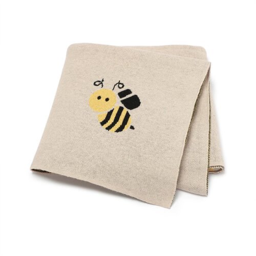 Cute Bee Pattern Jacquard  Knitted Baby Blanket Mimixiong