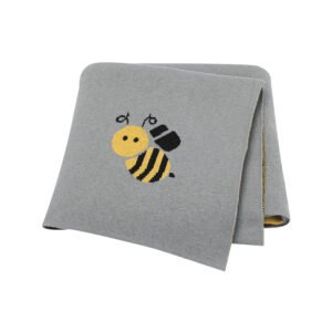 Cute Bee Pattern Jacquard  Knitted Baby Blanket Mimixiong