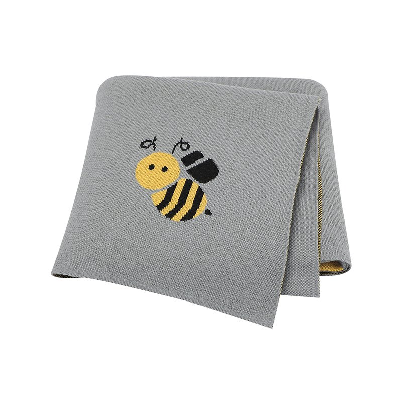 Cute Bee Pattern Jacquard  Knitted Baby Blanket Mimixiong
