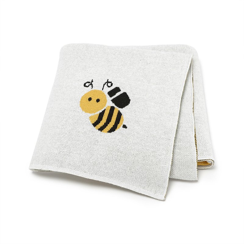 Cute Bee Pattern Jacquard  Knitted Baby Blanket Mimixiong