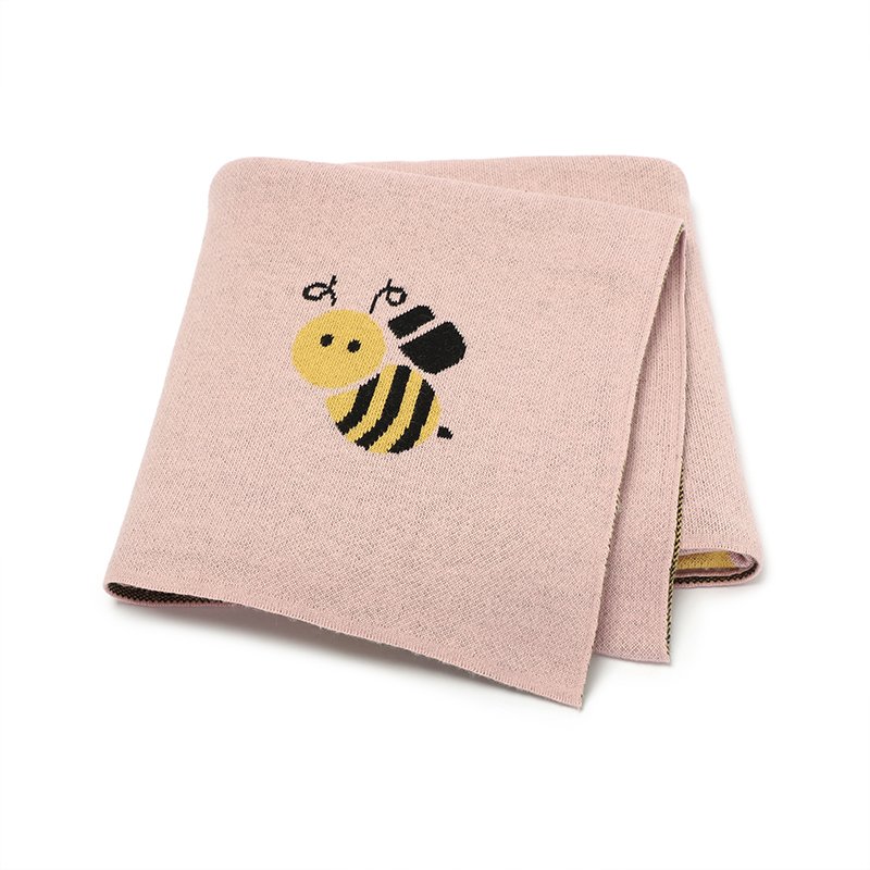Cute Bee Pattern Jacquard  Knitted Baby Blanket Mimixiong