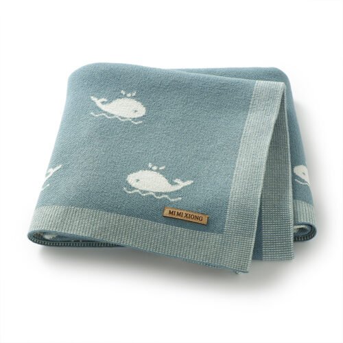 Cute Whale Pattern Knitted Baby Wrap Blanket Mimixiong