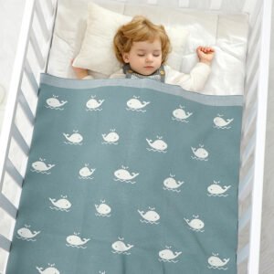 Cute Whale Pattern Knitted Baby Wrap Blanket Mimixiong