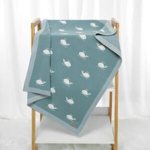 Cute Whale Pattern Knitted Baby Wrap Blanket Mimixiong