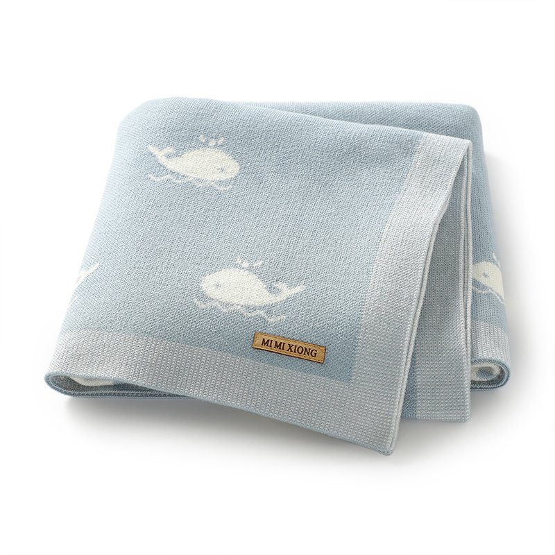 Cute Whale Pattern Knitted Baby Wrap Blanket Mimixiong