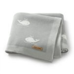 Cute Whale Pattern Knitted Baby Wrap Blanket Mimixiong