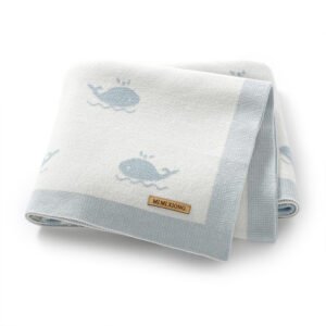 Cute Whale Pattern Knitted Baby Wrap Blanket Mimixiong
