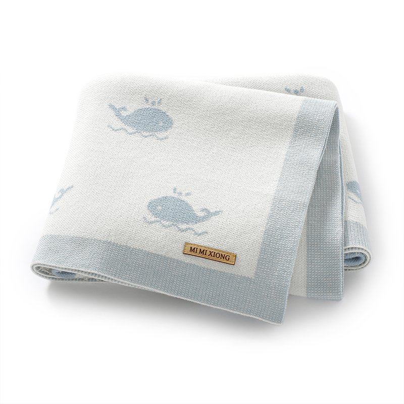 Cute Whale Pattern Knitted Baby Wrap Blanket Mimixiong