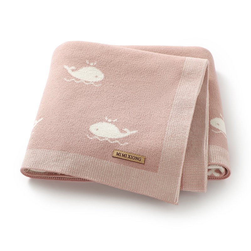Cute Whale Pattern Knitted Baby Wrap Blanket Mimixiong