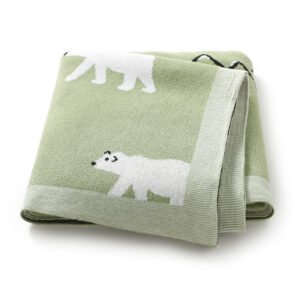 Polar Bear Knitted Baby Blanket Mimixiong