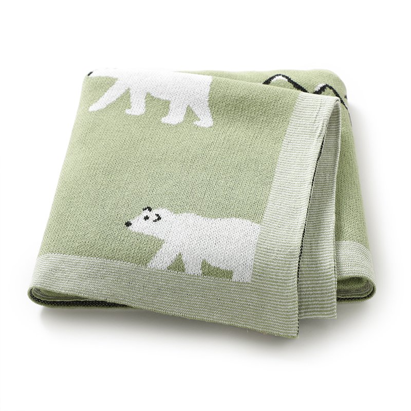 Polar Bear Knitted Baby Blanket Mimixiong